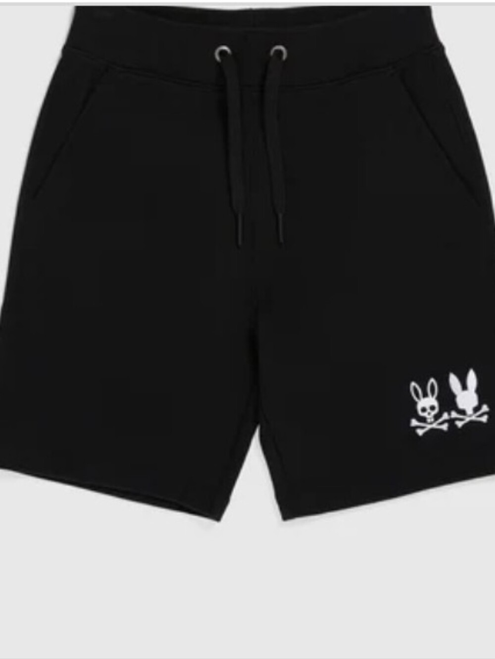 Psycho Bunny Black Athletic Drawstring Shorts with Bunny Skull Motif